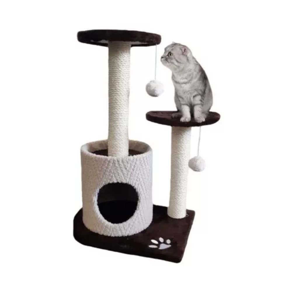 Rascador Dos Torres para Gatos Beige 43x33x70 cm — Pet Time